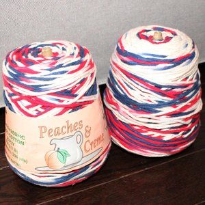 Peaches & Creme 2 x 1 lb. cone Double Worsted Cotton Yarn "203 Faded Glory" USA